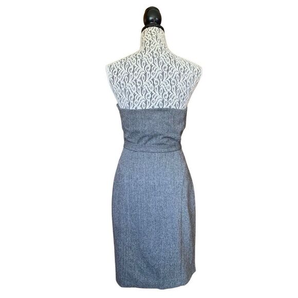 Mango Strapless Wool Blend Mini Herringbone Print Dress Gray Size 6‎ - Picture 3 of 12